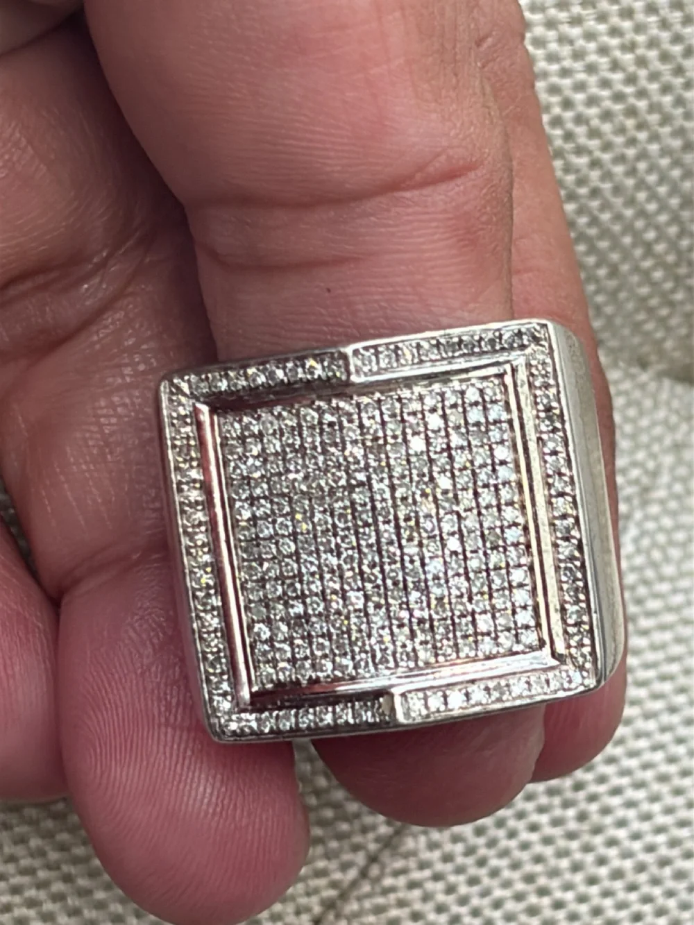 Sterling Silver with Pave Diamond Ring Statement Ring